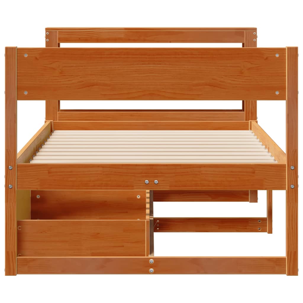 Cadre de lit sans matelas cire marron 100x200cm bois pin massif