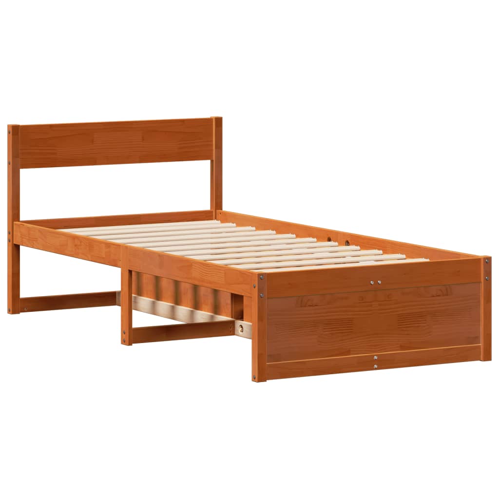 Cadre de lit sans matelas cire marron 100x200cm bois pin massif