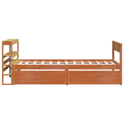 Cadre de lit sans matelas cire marron 100x200cm bois pin massif