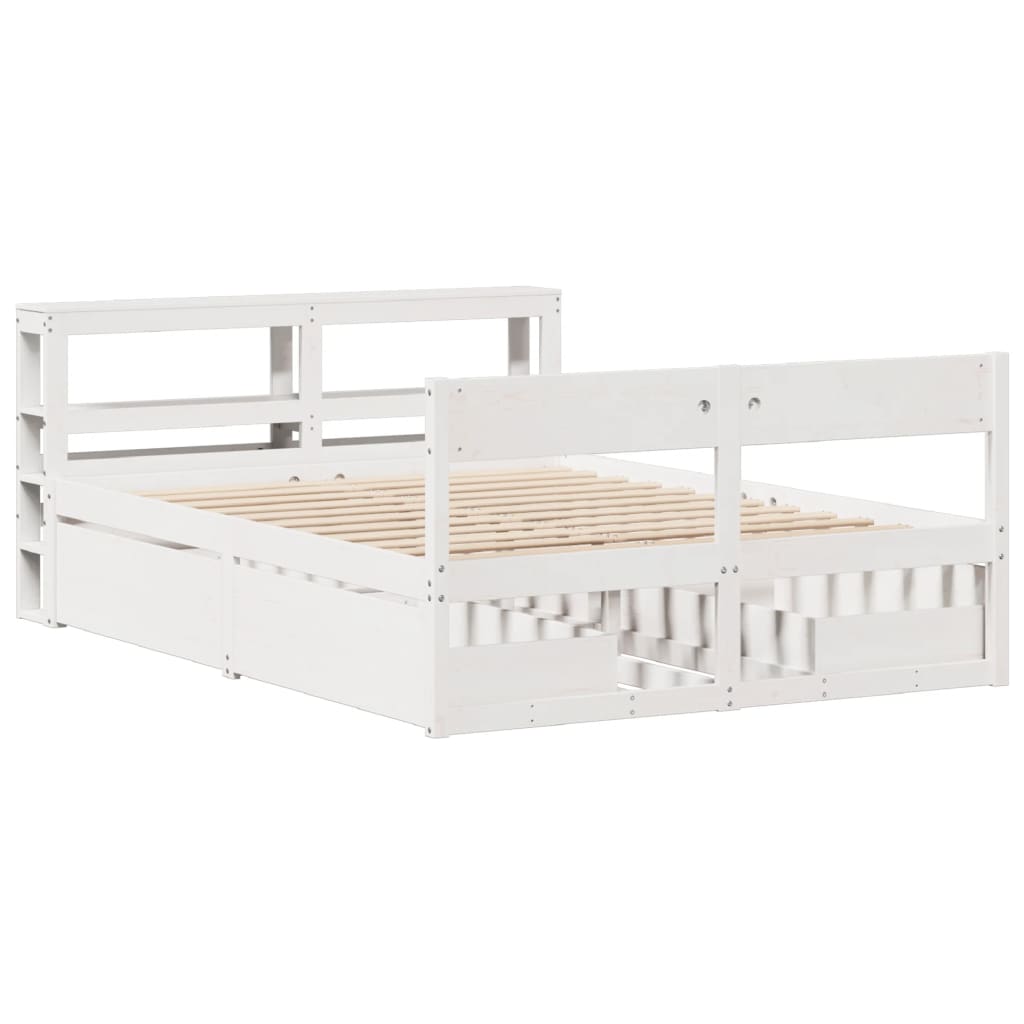 Cadre de lit sans matelas blanc 135x190 cm bois de pin massif