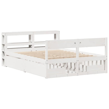 Cadre de lit sans matelas blanc 135x190 cm bois de pin massif