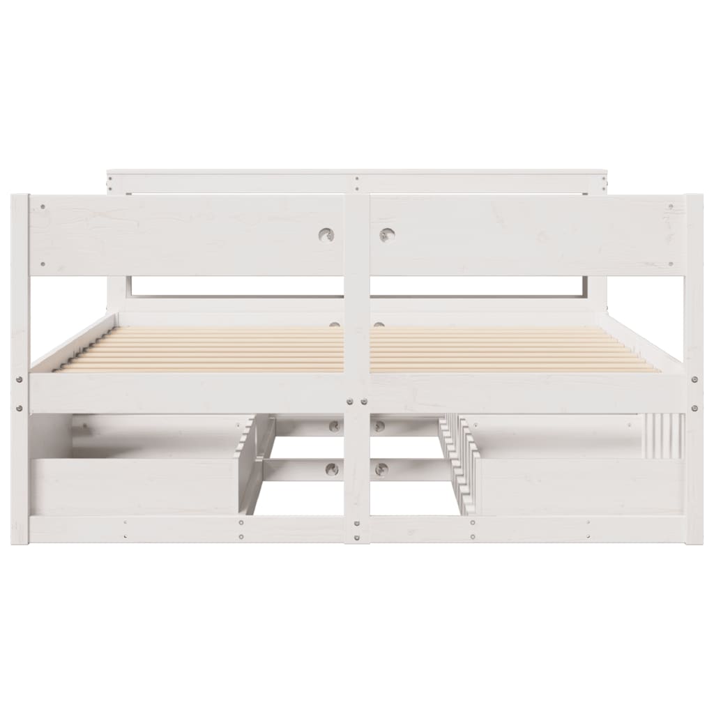 Cadre de lit sans matelas blanc 135x190 cm bois de pin massif