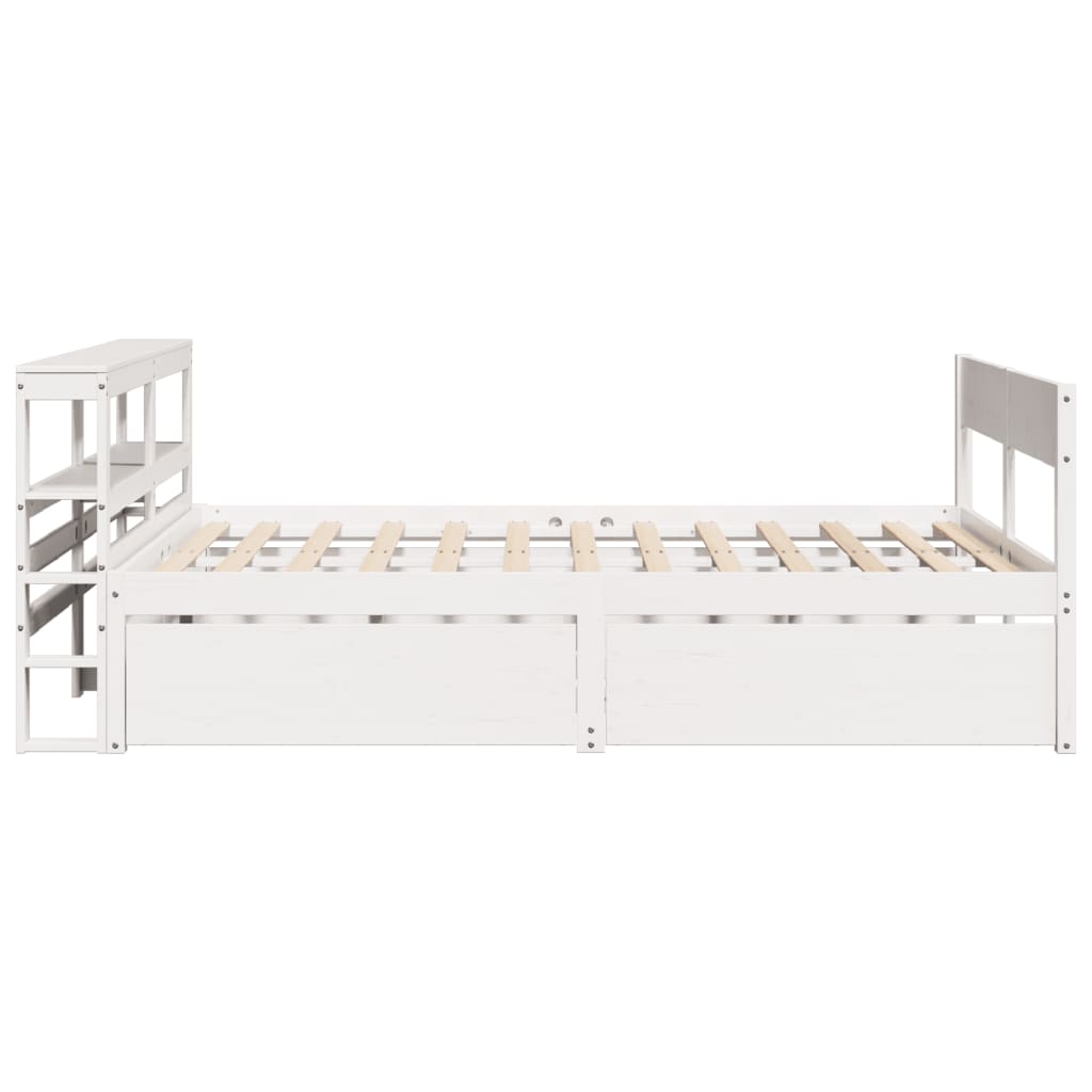 Cadre de lit sans matelas blanc 135x190 cm bois de pin massif