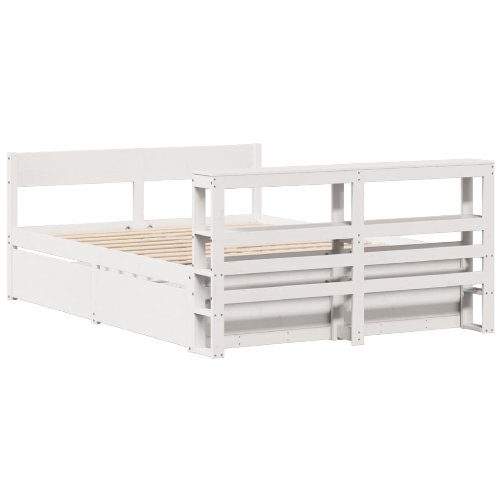 Cadre de lit sans matelas blanc 135x190 cm bois de pin massif