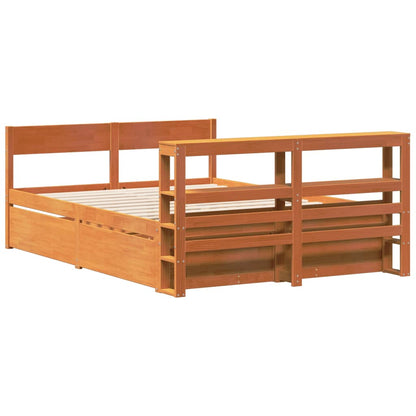 Cadre de lit sans matelas cire marron 120x190cm bois pin massif