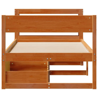 Cadre de lit sans matelas cire marron 90x190 cm bois pin massif