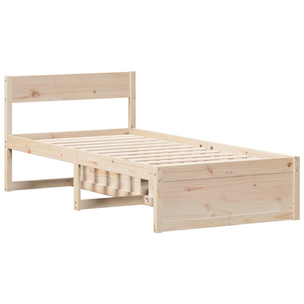 Cadre de lit sans matelas 75x190 cm bois de pin massif