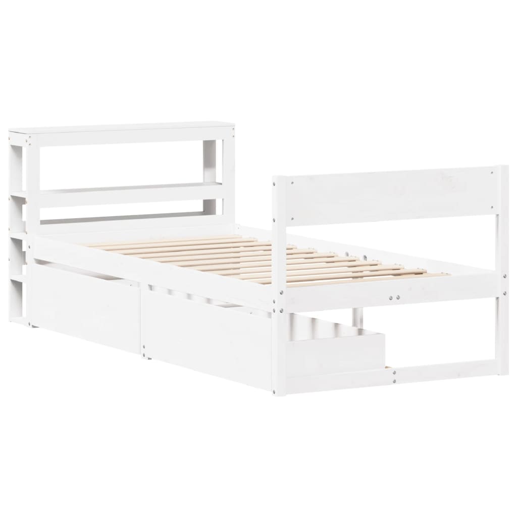 Cadre de lit sans matelas blanc 75x190 cm bois de pin massif