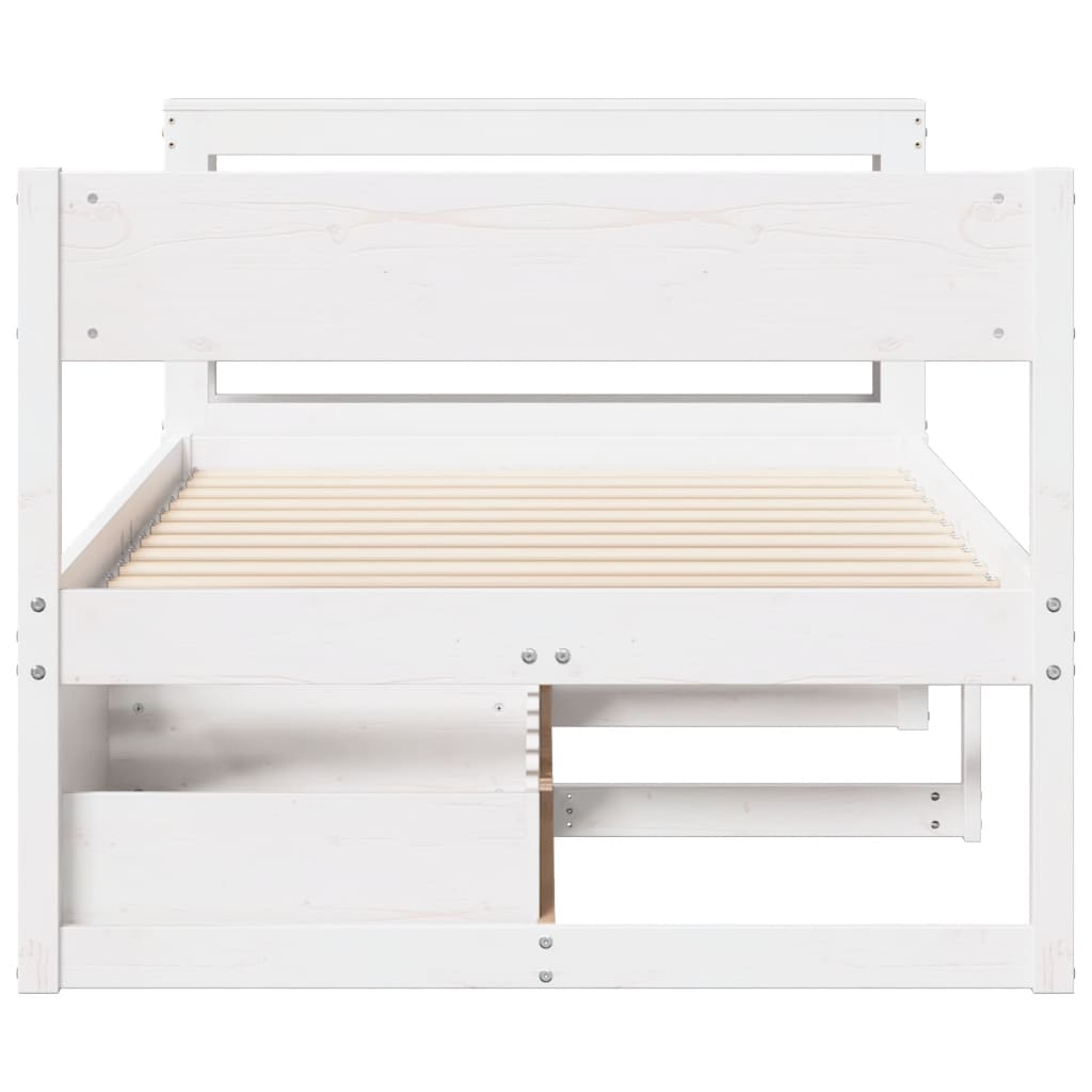 Cadre de lit sans matelas blanc 75x190 cm bois de pin massif