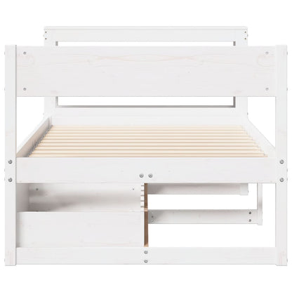 Cadre de lit sans matelas blanc 75x190 cm bois de pin massif