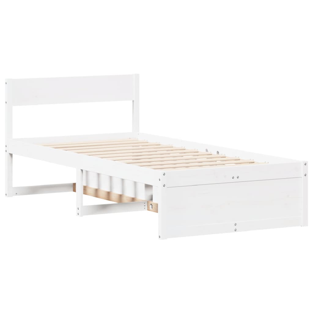 Cadre de lit sans matelas blanc 75x190 cm bois de pin massif