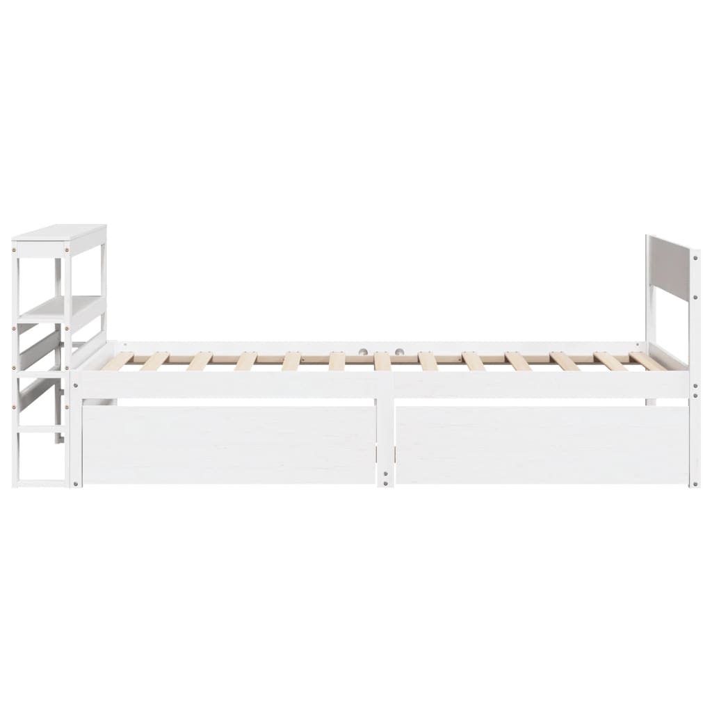 Cadre de lit sans matelas blanc 75x190 cm bois de pin massif