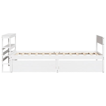 Cadre de lit sans matelas blanc 75x190 cm bois de pin massif