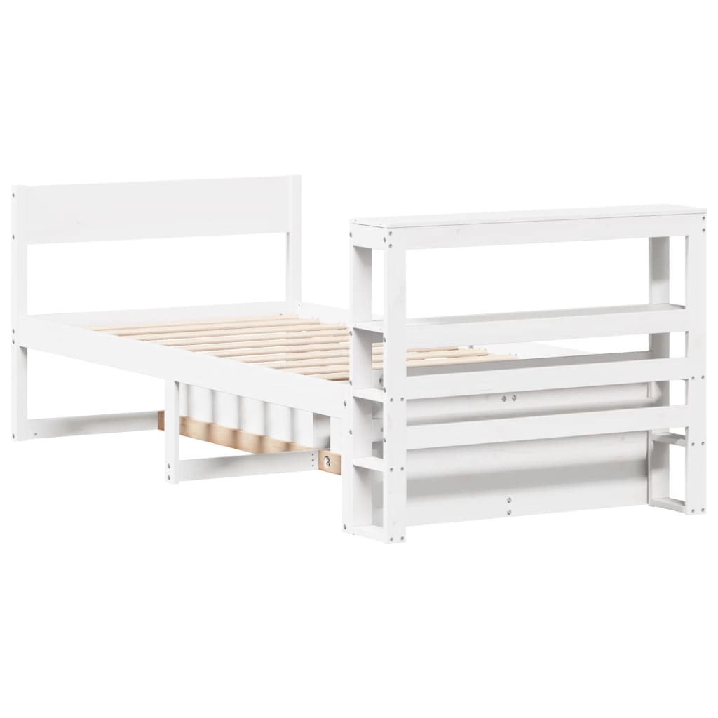 Cadre de lit sans matelas blanc 75x190 cm bois de pin massif