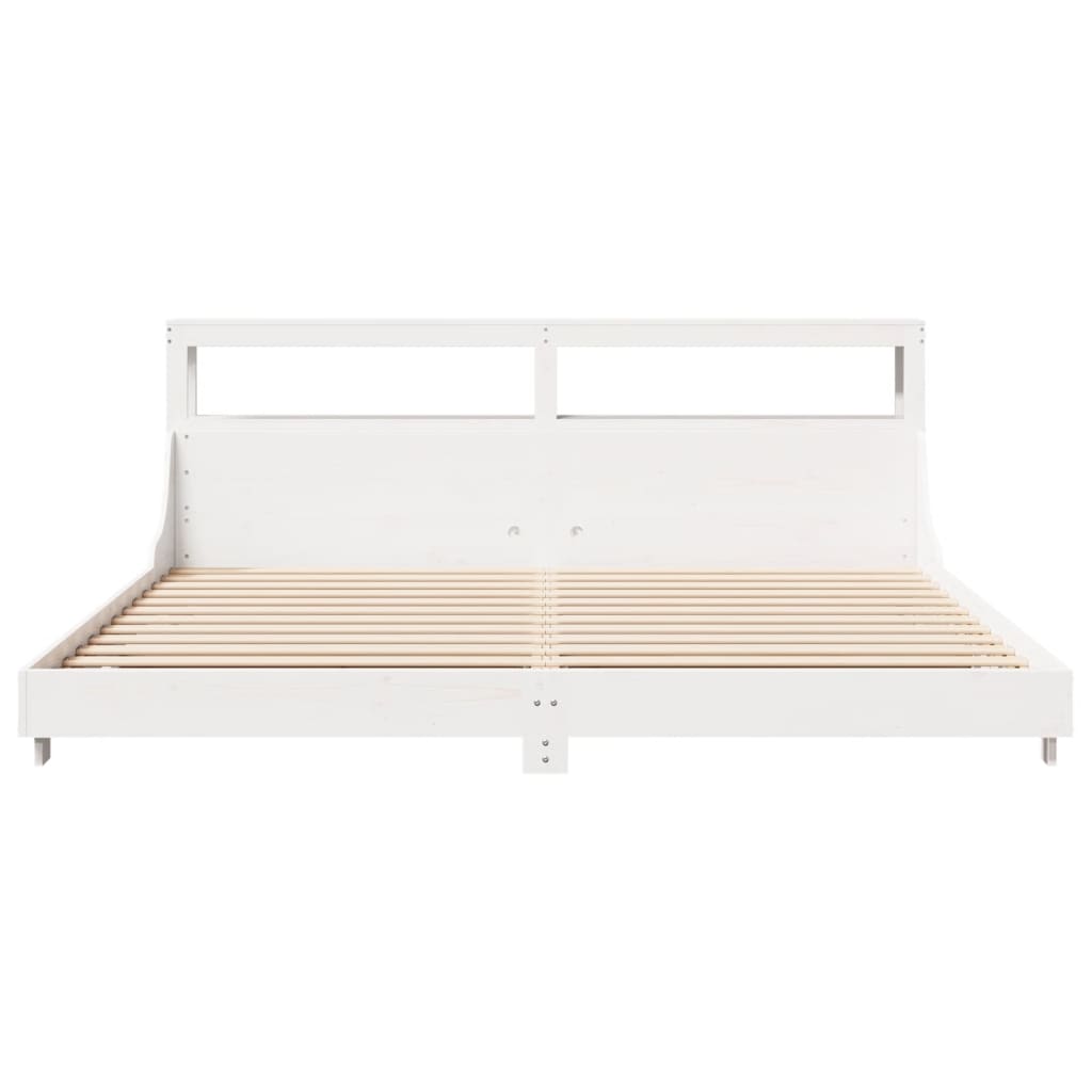 Cadre de lit sans matelas blanc 200x200 cm bois massif de pin