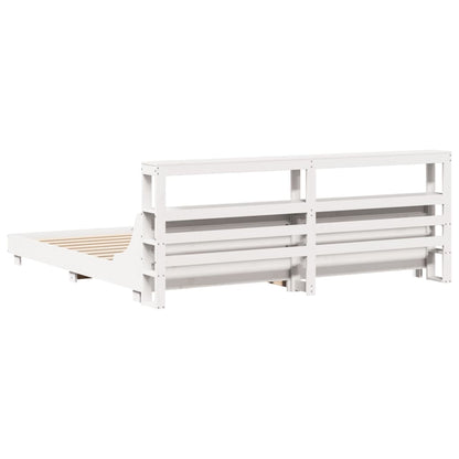 Cadre de lit sans matelas blanc 200x200 cm bois massif de pin