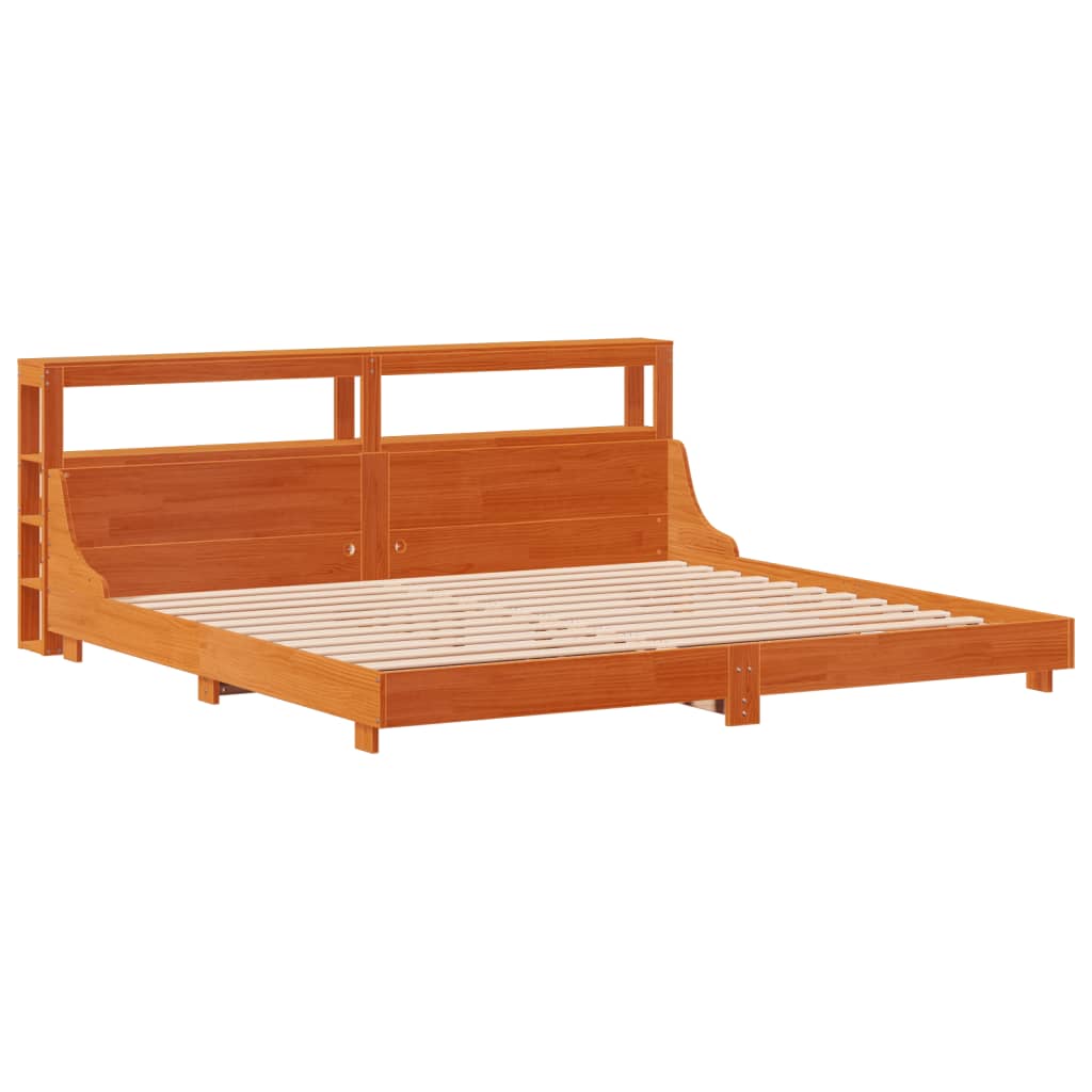 Cadre de lit sans matelas cire marron 200x200cm bois pin massif