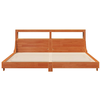 Cadre de lit sans matelas cire marron 200x200cm bois pin massif