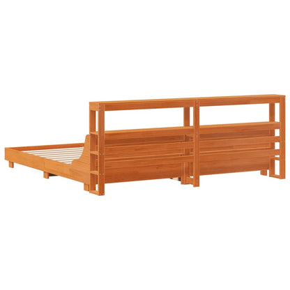 Cadre de lit sans matelas cire marron 200x200cm bois pin massif