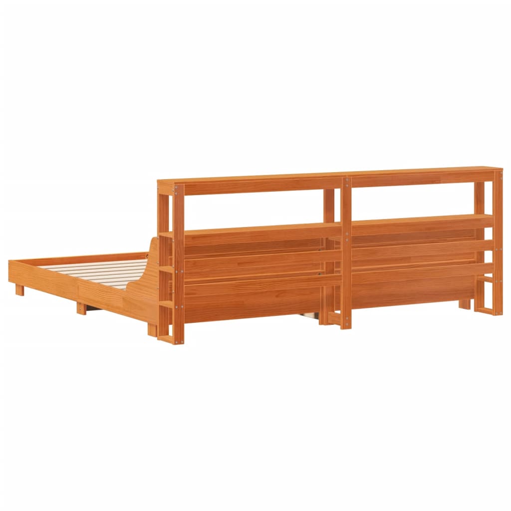 Cadre de lit sans matelas cire marron 180x200cm bois pin massif