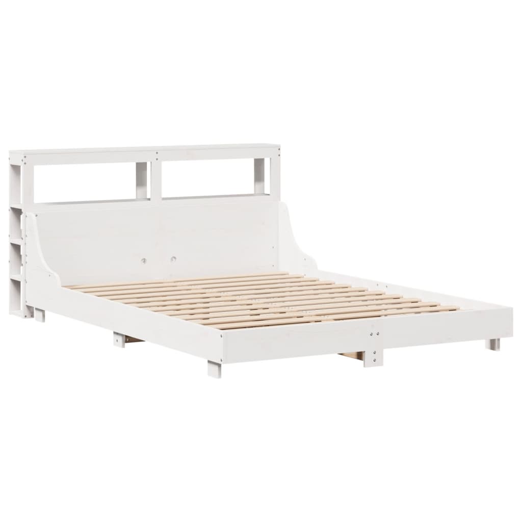 Cadre de lit sans matelas blanc 160x200 cm bois de pin massif