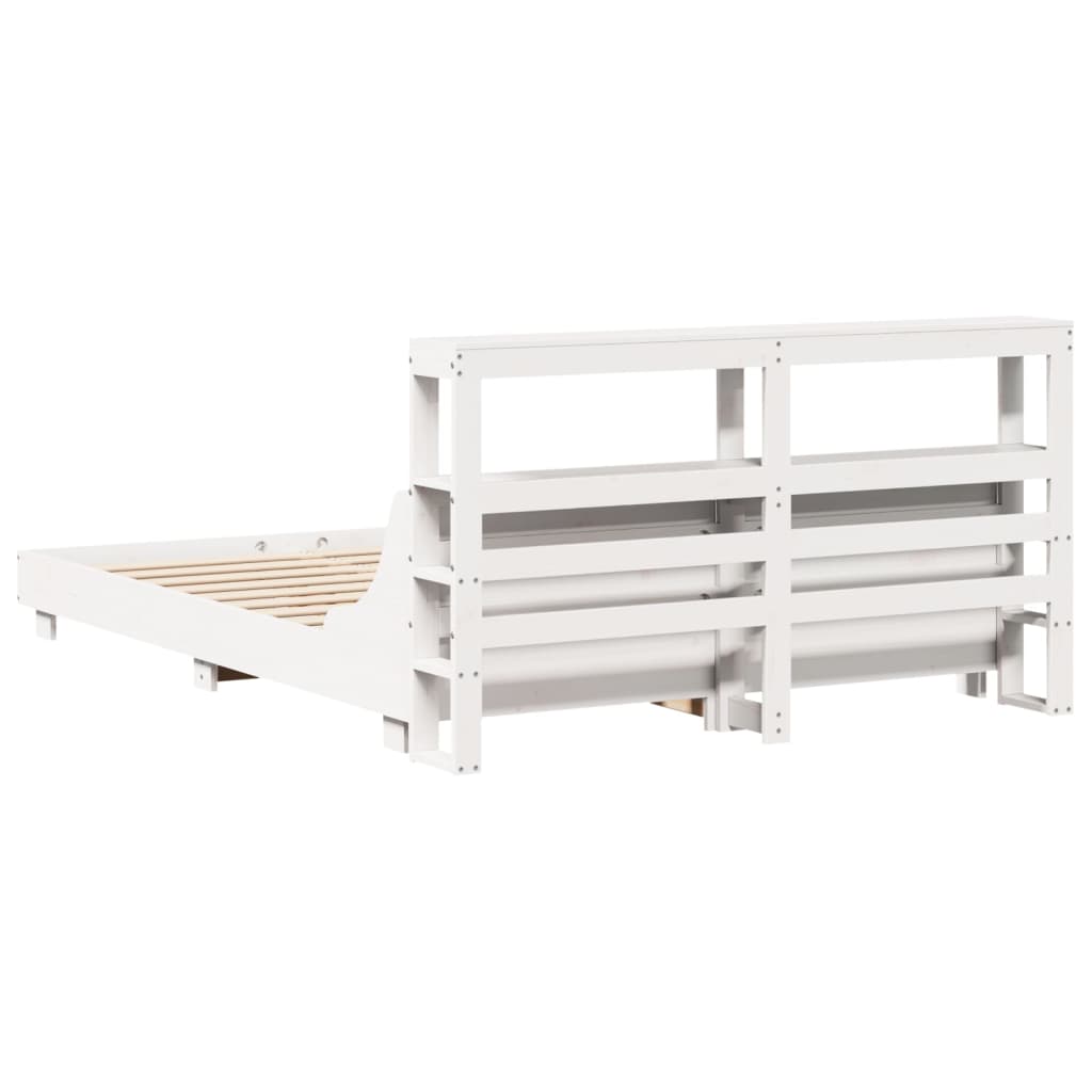 Cadre de lit sans matelas blanc 160x200 cm bois de pin massif