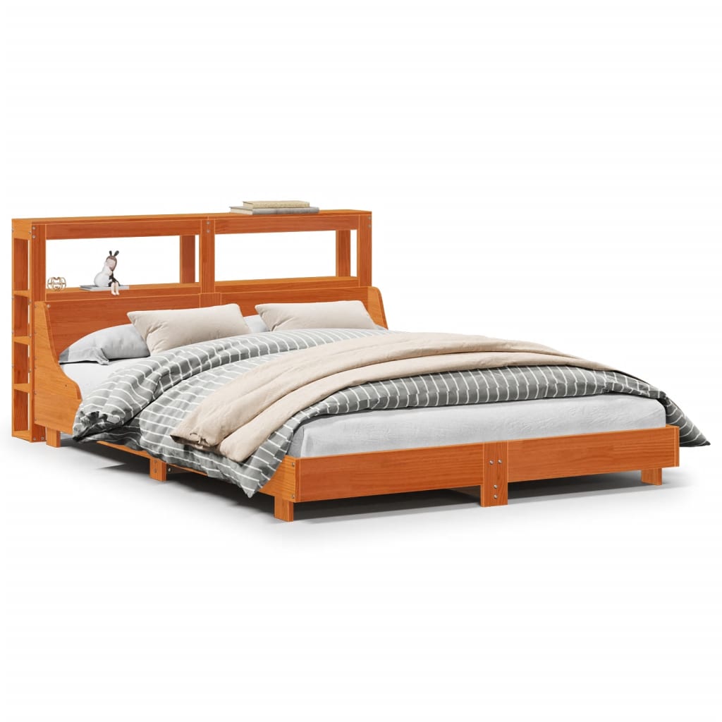 Cadre de lit sans matelas cire marron 160x200cm bois pin massif