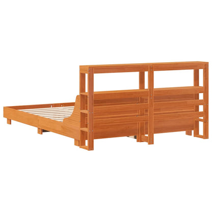 Cadre de lit sans matelas cire marron 160x200cm bois pin massif