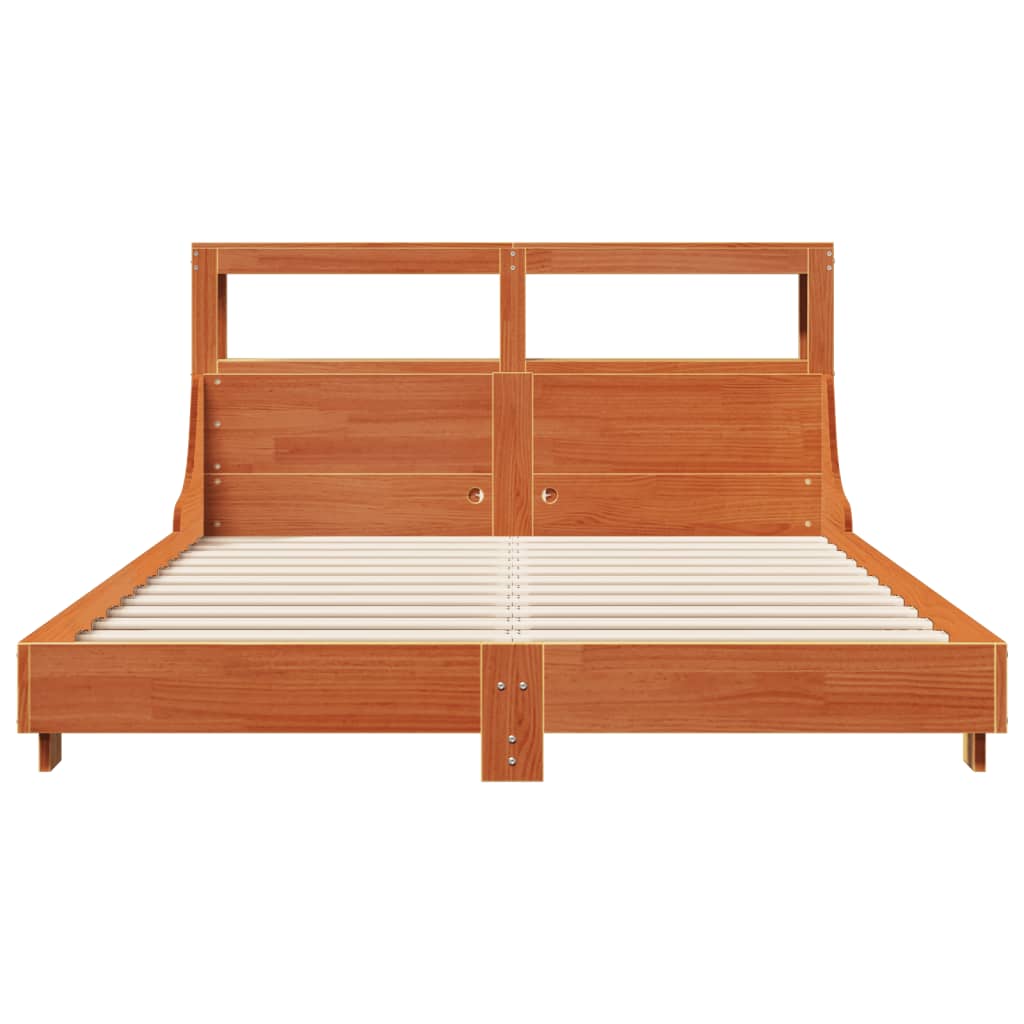 Cadre de lit sans matelas cire marron 150x200cm bois pin massif