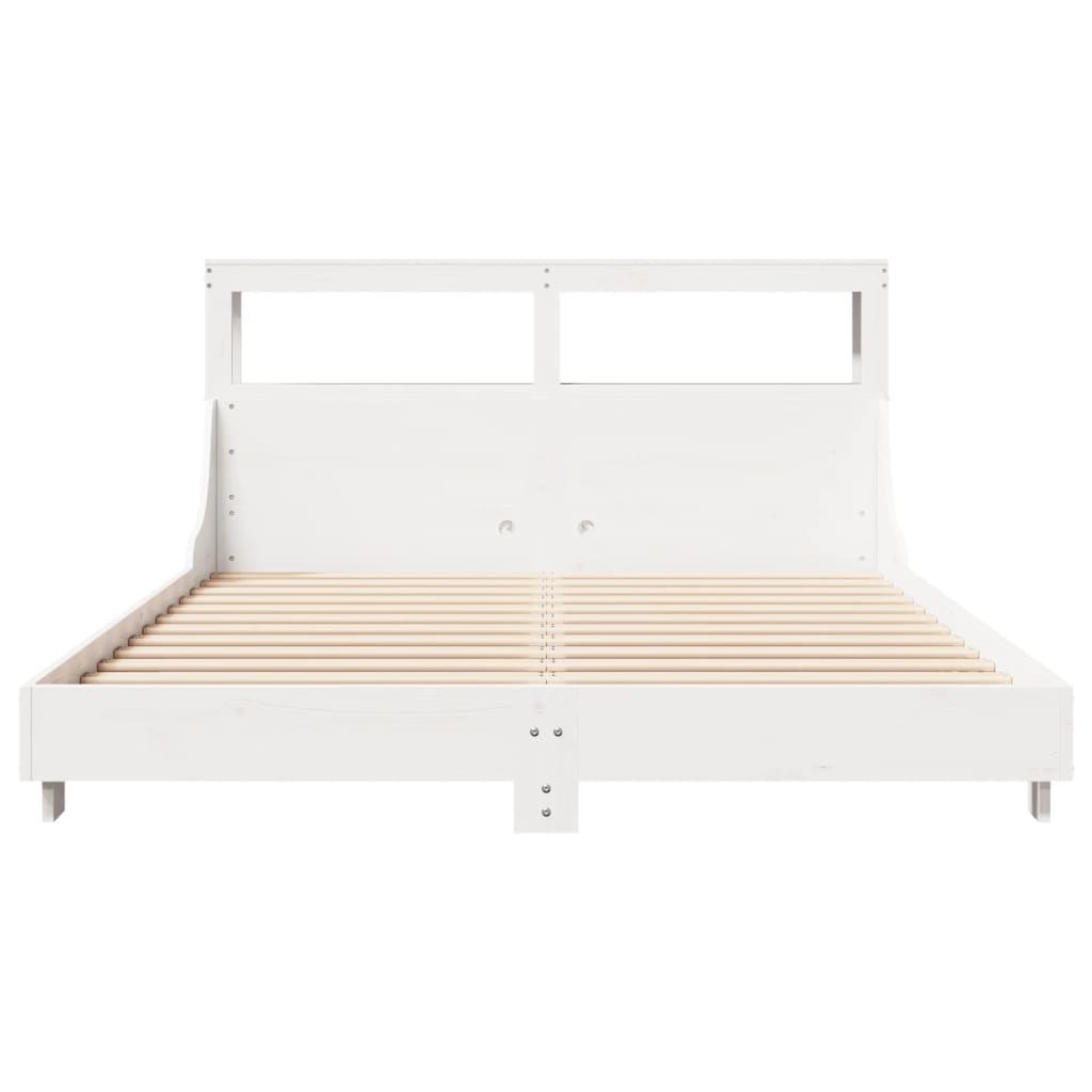 Cadre de lit sans matelas blanc 140x200 cm bois de pin massif