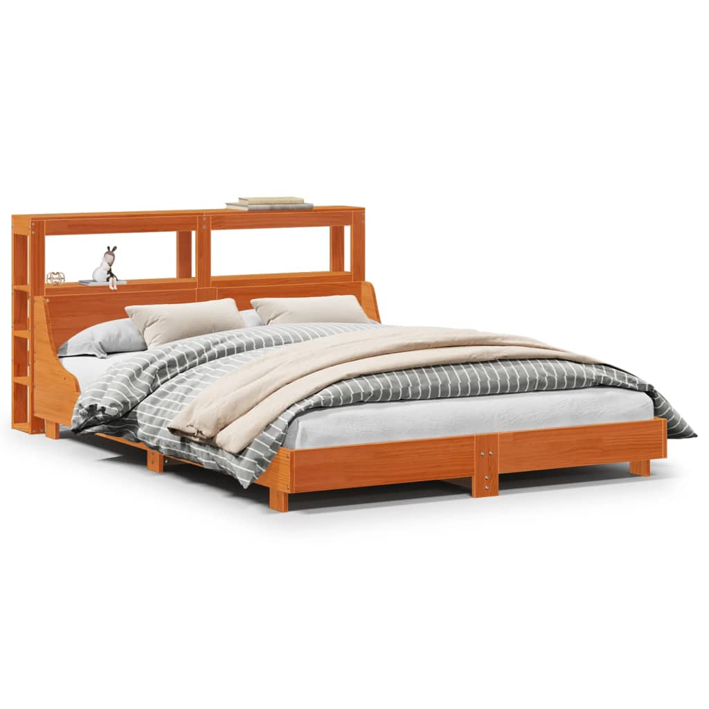 Cadre de lit sans matelas cire marron 140x200cm bois pin massif