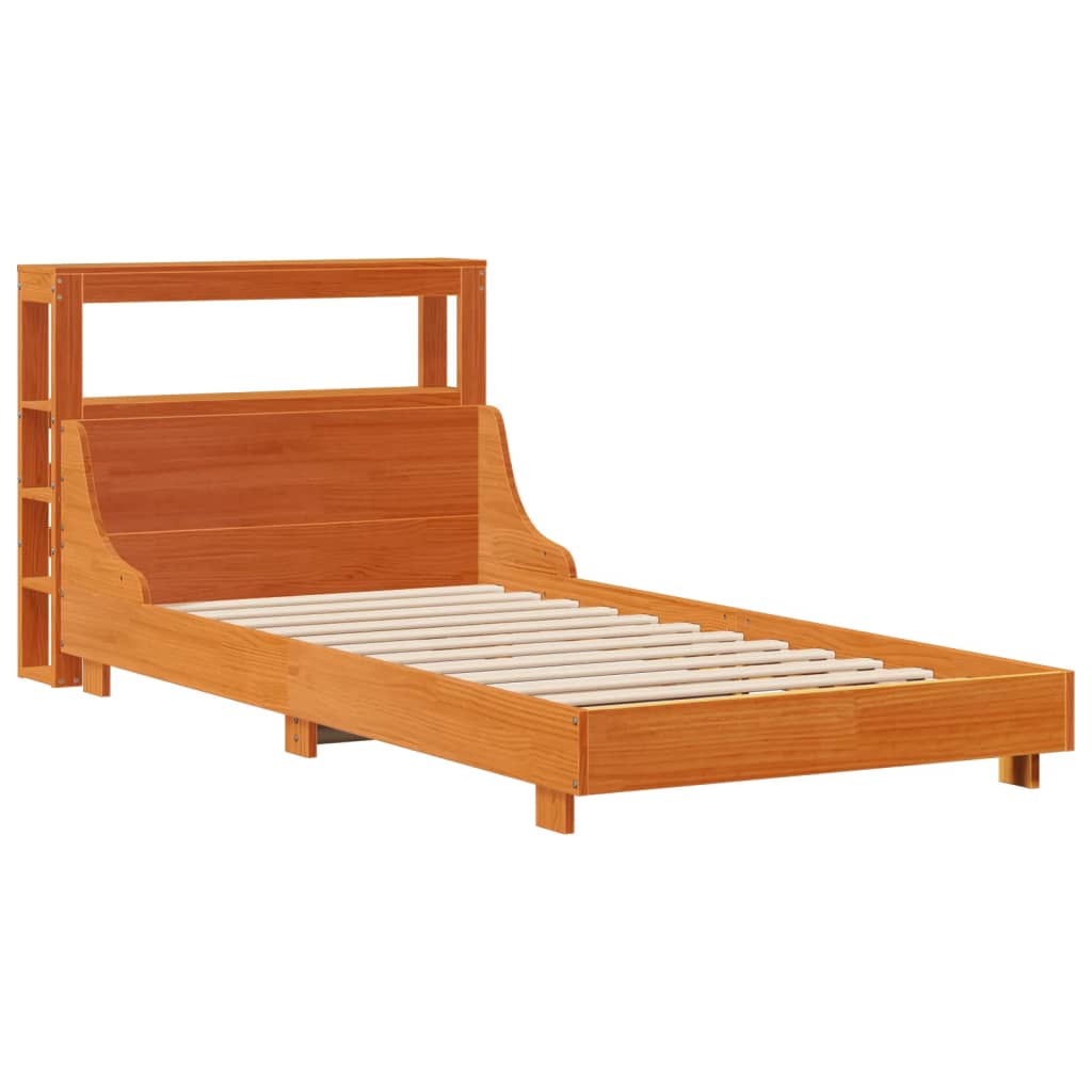 Cadre de lit sans matelas cire marron 100x200cm bois pin massif