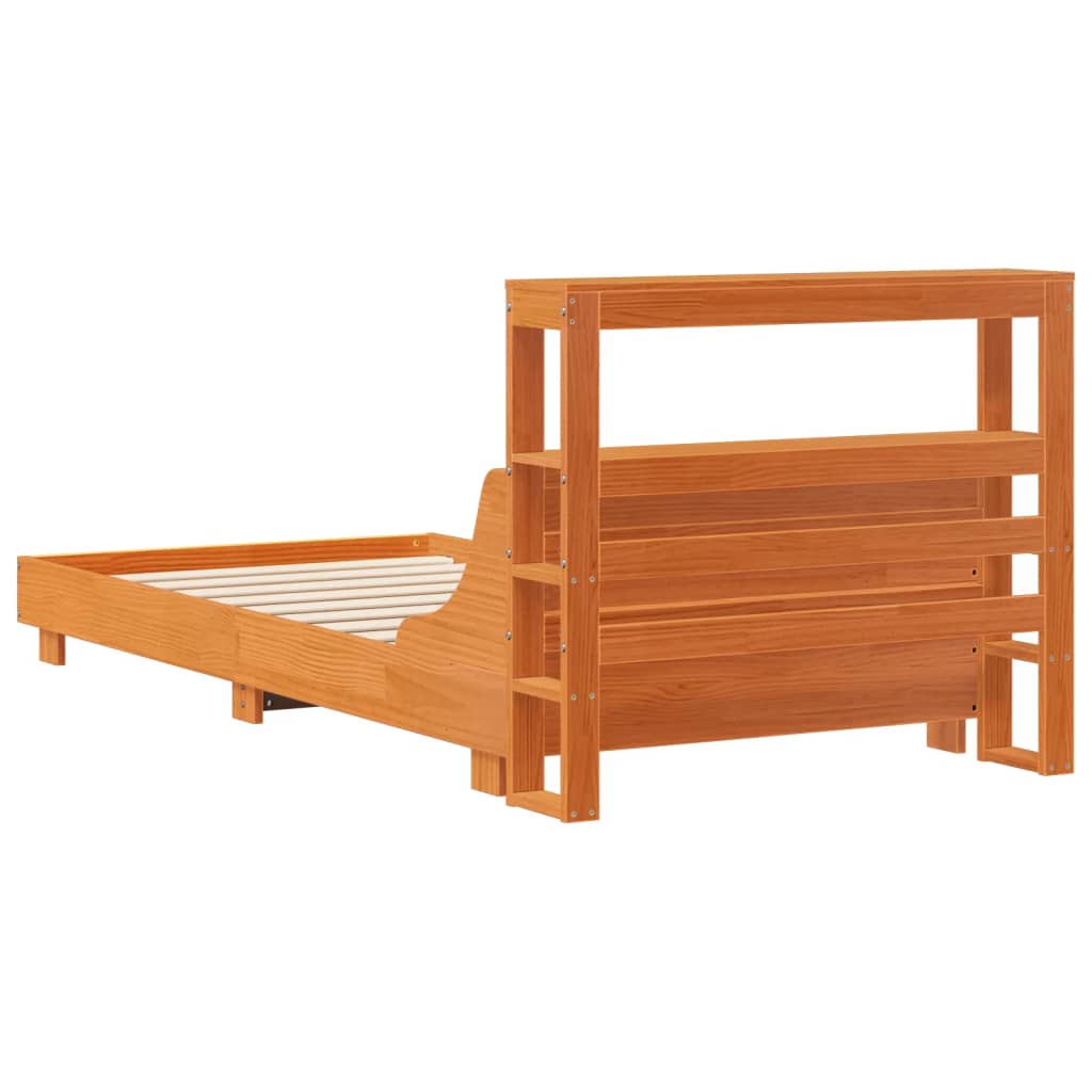 Cadre de lit sans matelas cire marron 100x200cm bois pin massif