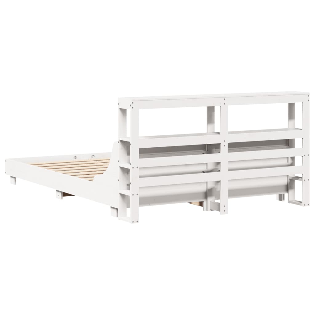 Cadre de lit sans matelas blanc 140x190 cm bois de pin massif