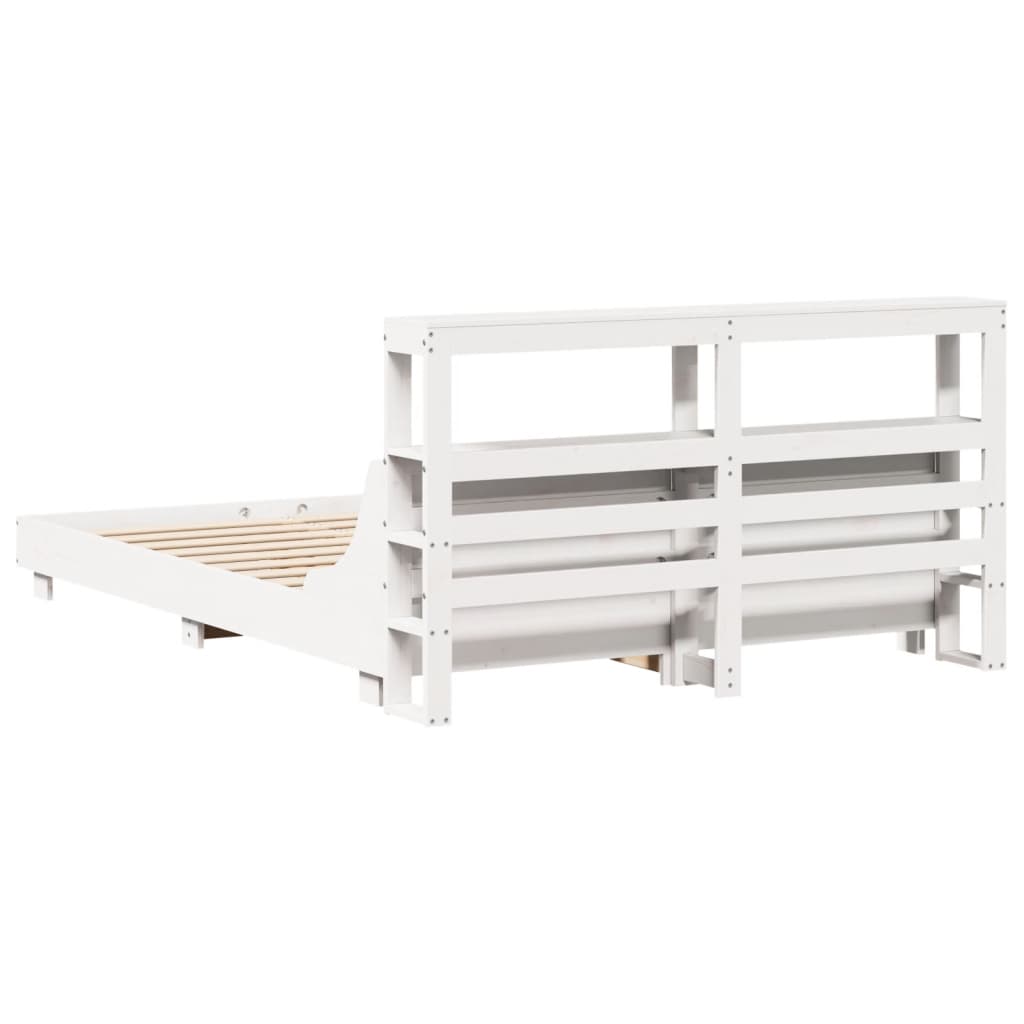 Cadre de lit sans matelas blanc 135x190 cm bois de pin massif