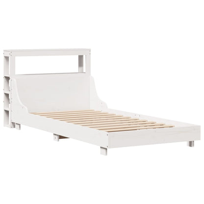 Cadre de lit sans matelas blanc 75x190 cm bois de pin massif