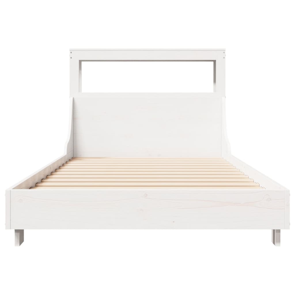 Cadre de lit sans matelas blanc 75x190 cm bois de pin massif