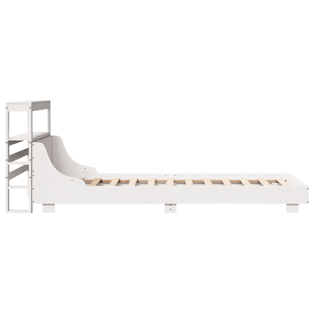 Cadre de lit sans matelas blanc 75x190 cm bois de pin massif