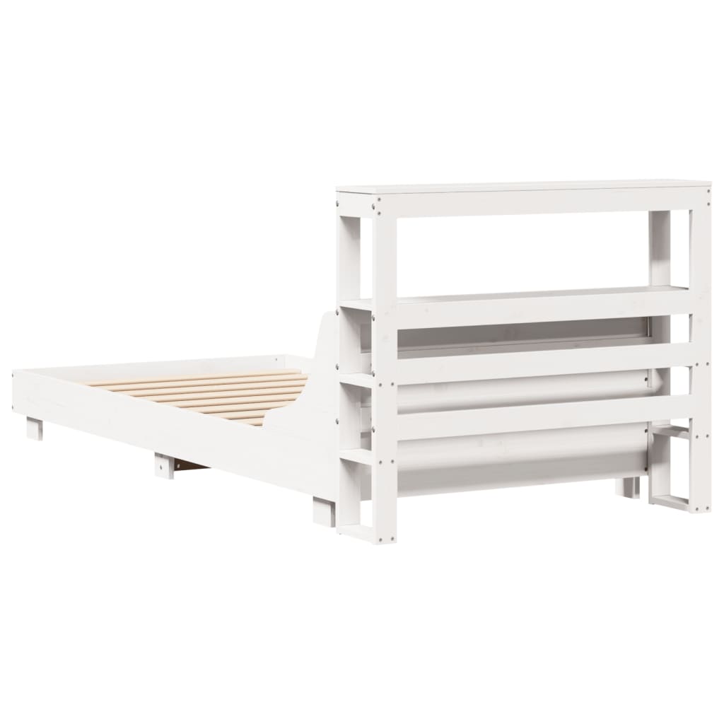 Cadre de lit sans matelas blanc 75x190 cm bois de pin massif