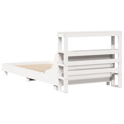 Cadre de lit sans matelas blanc 75x190 cm bois de pin massif