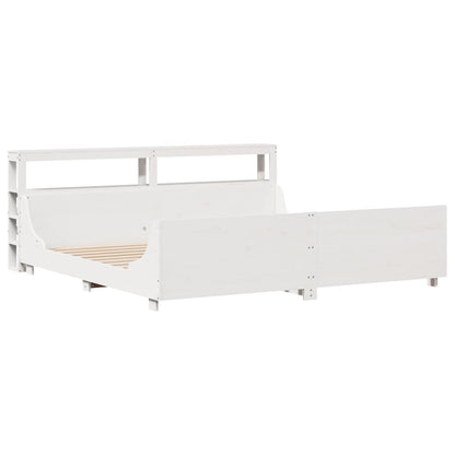 Cadre de lit sans matelas blanc 200x200 cm bois massif de pin