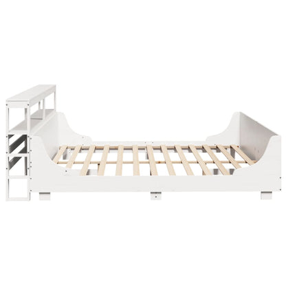 Cadre de lit sans matelas blanc 200x200 cm bois massif de pin