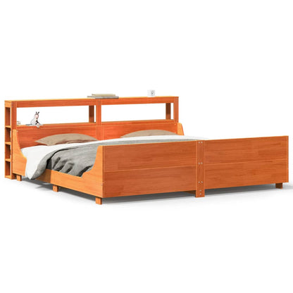 Cadre de lit sans matelas cire marron 200x200cm bois pin massif