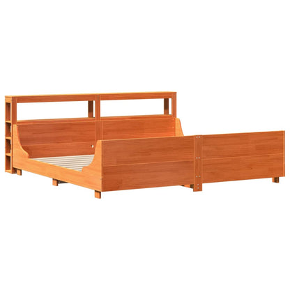 Cadre de lit sans matelas cire marron 200x200cm bois pin massif