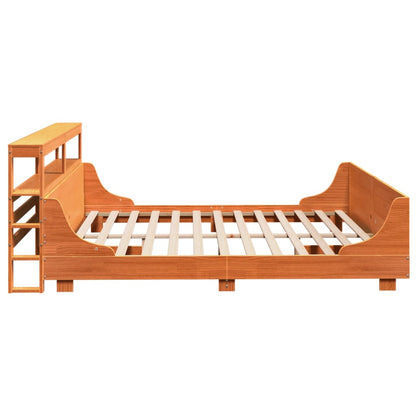 Cadre de lit sans matelas cire marron 200x200cm bois pin massif