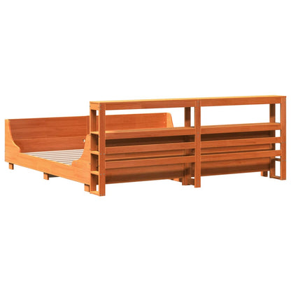 Cadre de lit sans matelas cire marron 200x200cm bois pin massif