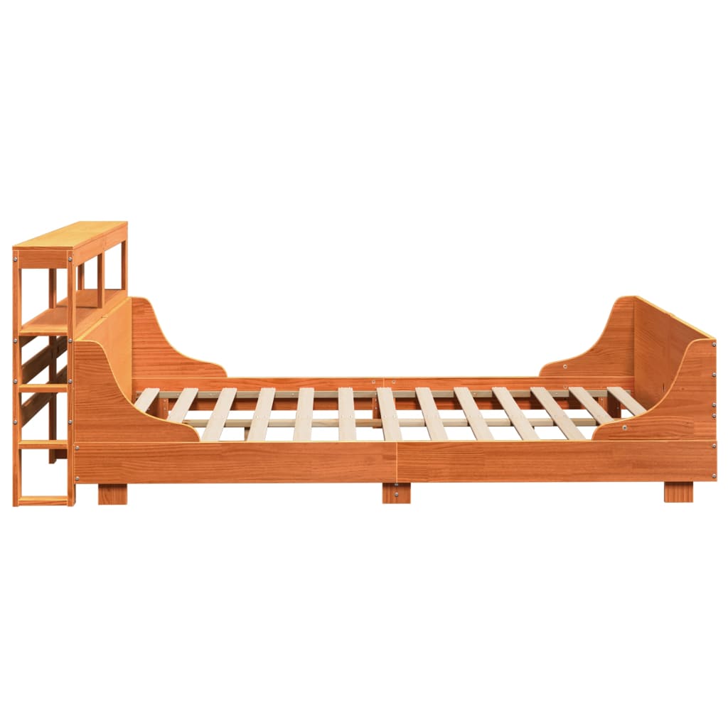 Cadre de lit sans matelas cire marron 160x200cm bois pin massif