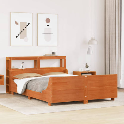 Cadre de lit sans matelas cire marron 160x200cm bois pin massif