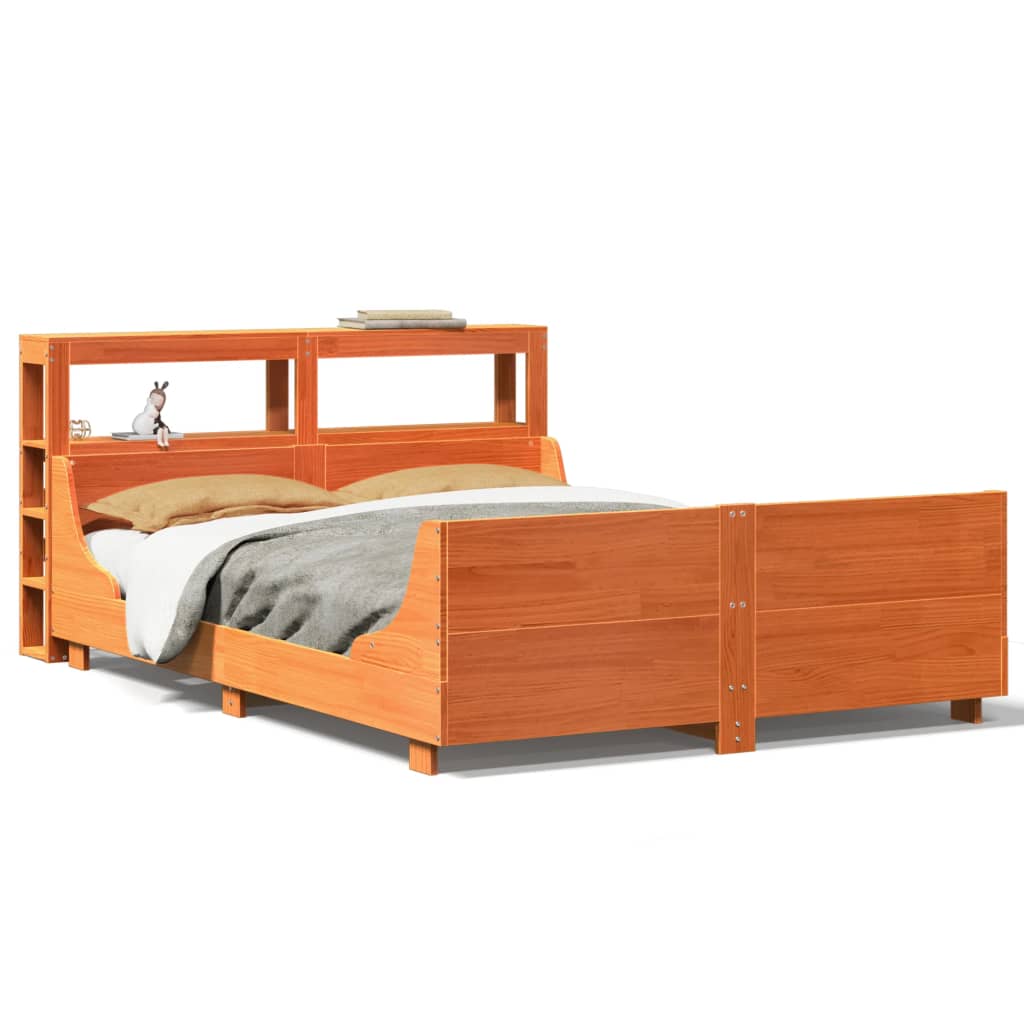 Cadre de lit sans matelas cire marron 150x200cm bois pin massif