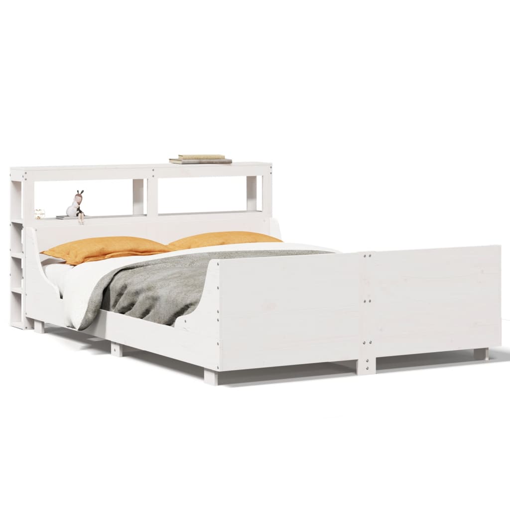 Cadre de lit sans matelas blanc 140x200 cm bois de pin massif